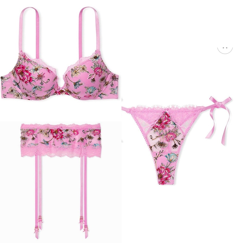 🌸 VS Dream Angels Lilac Chiffon Embroidered 3 pc set 👙✨